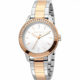 Esprit Vic Damen Edelstahl-Uhr mit Zirkonia-Besatz - ES1L136M0135